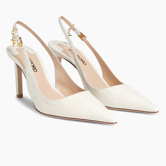 Tom Ford White Slingback Heels